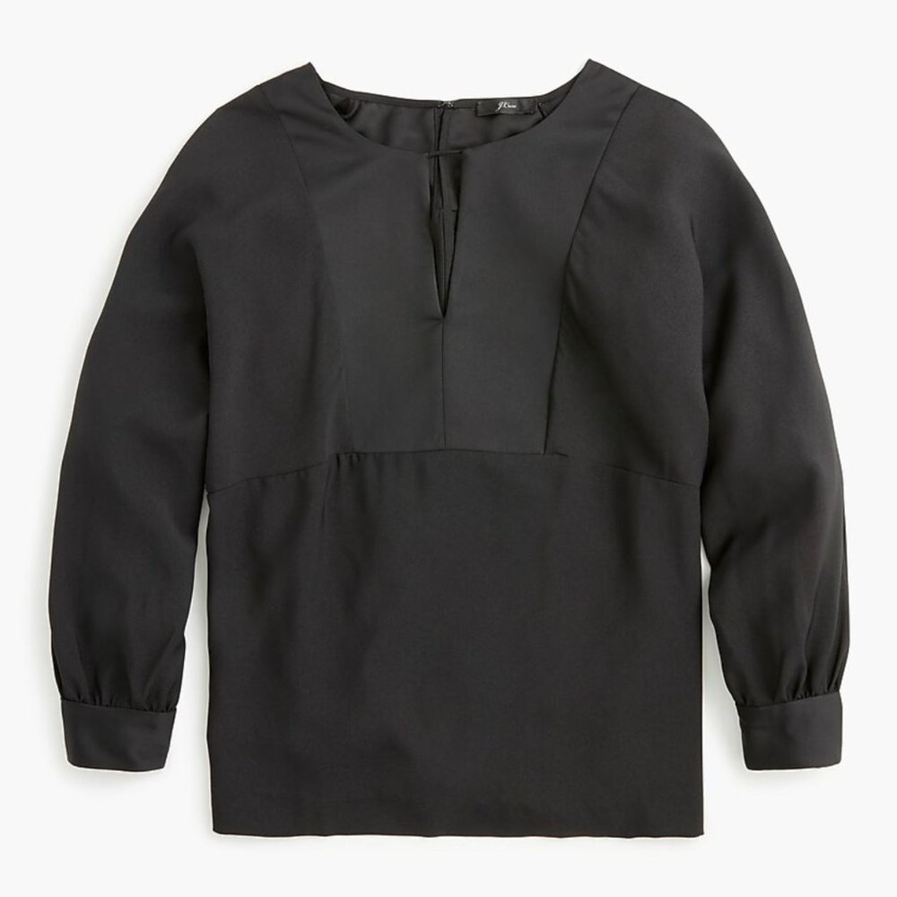 J Crew | Keyhole V-Neck Top in Satin Backed Crepe